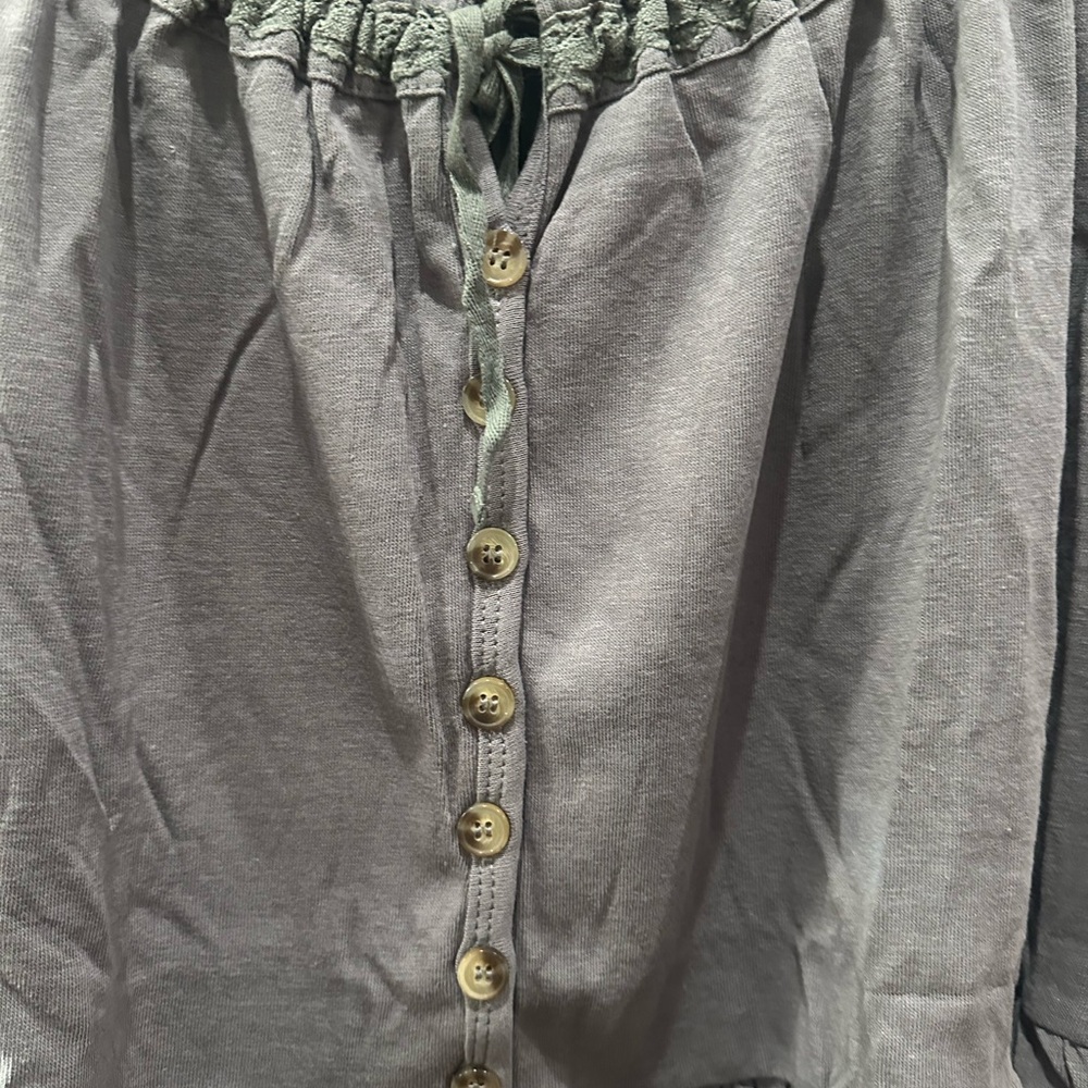Mittoshop Slate Ruffle Button Blouse - Picture 2 of 10